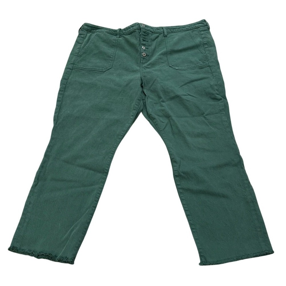 Torrid Green Button Fly Raw Hem Wide Leg Pants Tall Size 22T Womens